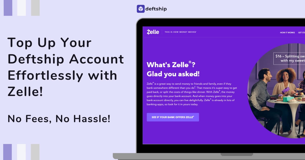 Top Up Your Deftship Account Effortlessly with Zelle—No Fees, No Hassle!